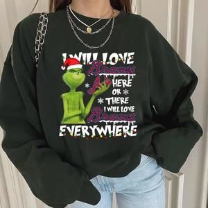 The Grinch I Will Love Unisex Style Sweatshirt, Black Graphic Design Sweater